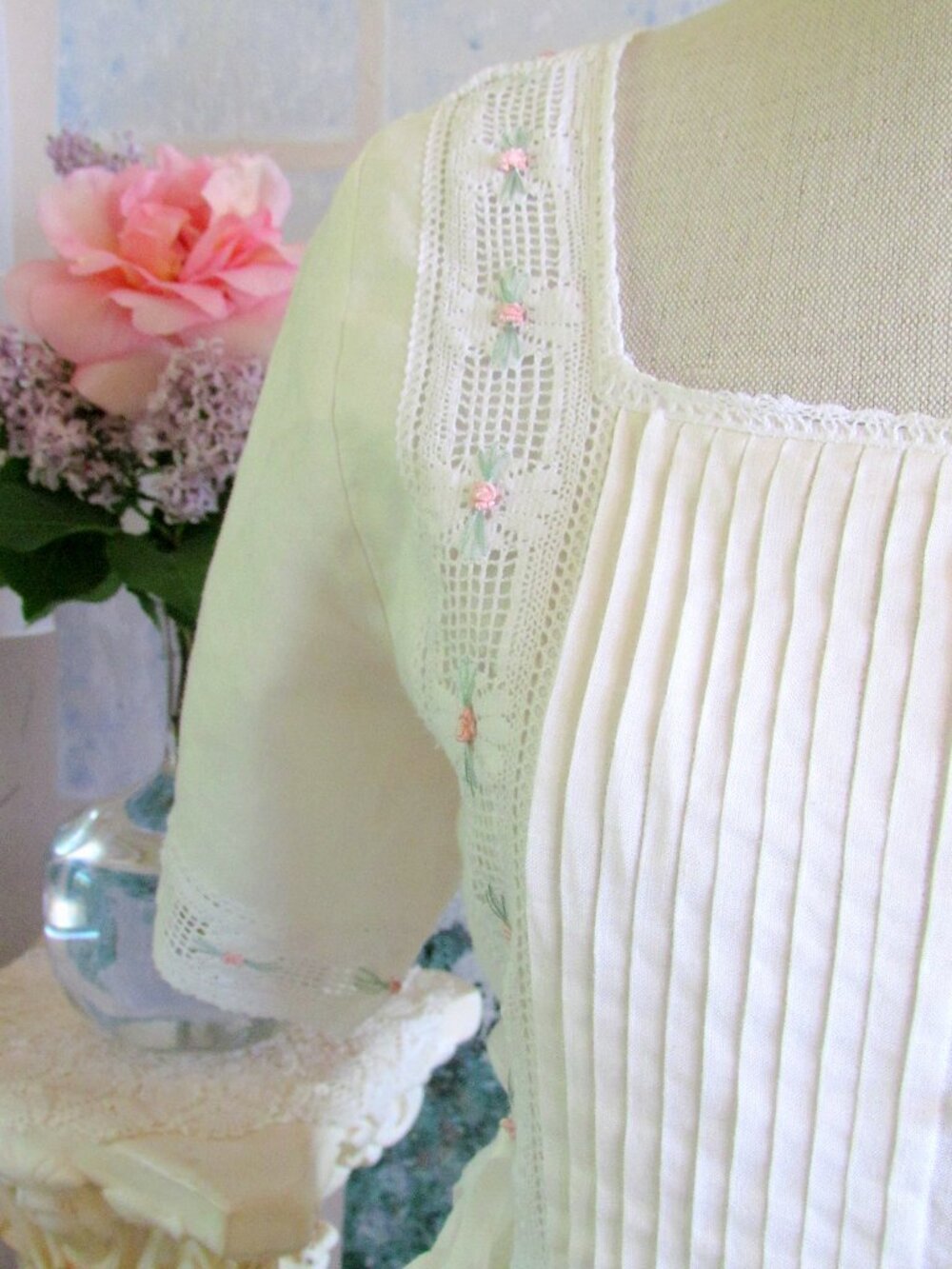EDWARDIAN-STYLE WHITE DRESS, 8, ROMANTIC SUSAN BRISTOL VINTAGE; LINED RAMIE, EUC - Picture 9 of 12
